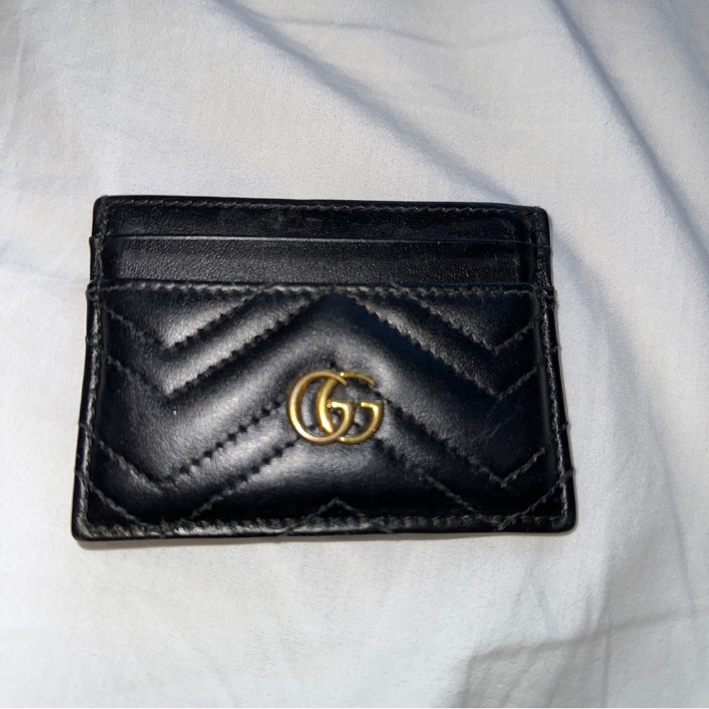 Gucci GG Marmont card case, black leather, preowned